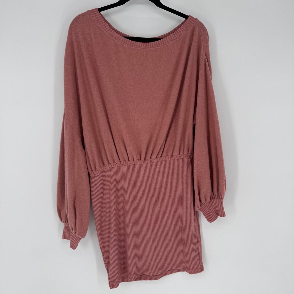 FREE PEOPLE BEACH OFF SHOULDER LONG SLEEVED RUCHED‎ WAISED SWEATER DRESS NWT MED